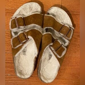 Birkenstock Tan Shearling Lined Slippers